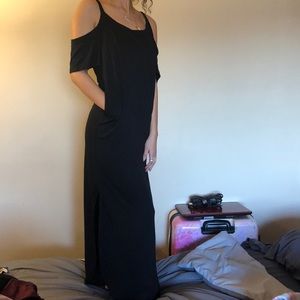 Long black side cute maxidress